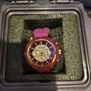 Invicta Angel Ladies Watch Purple Silicone Band Model 23575 Quartz Dive Case